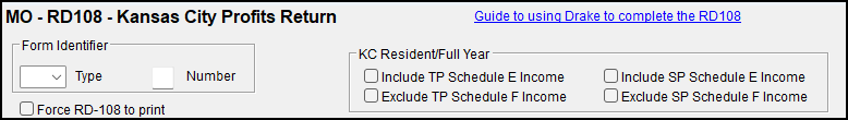 Image of "KC Resident/Full Year" section on MO screen 108